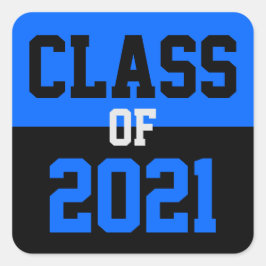 Sticker Carré Classe Bleu et Noir de 2024 Graduation