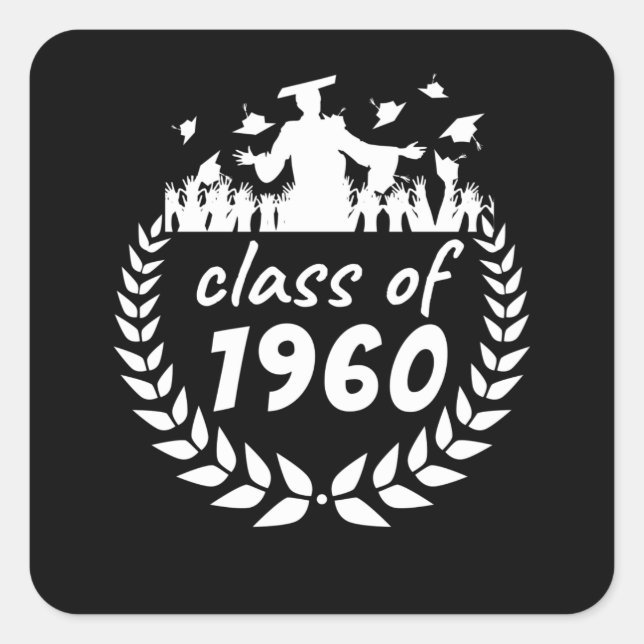Sticker Carré classe de 1960 graduation ou conception de réunion (Devant)