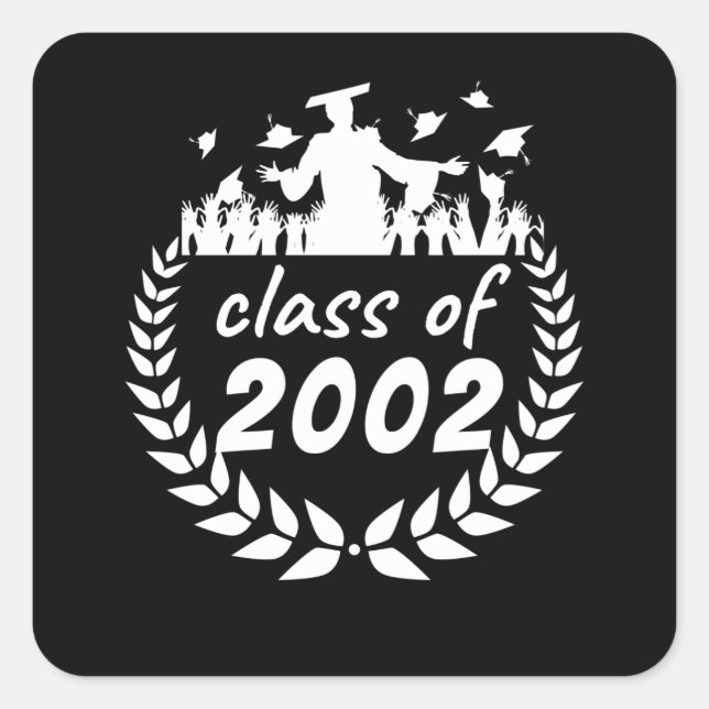 Sticker Carré classe de 2002 diplôme ou reunion design par (Devant)