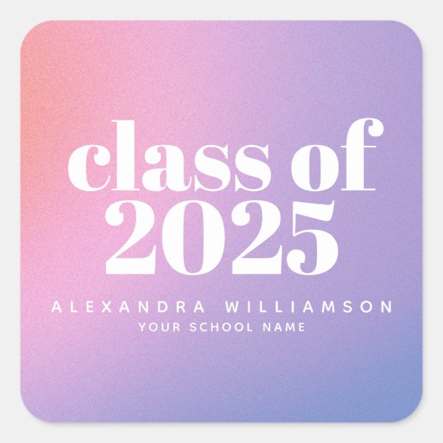 Sticker Carré Classe de 2024 Purple Gradient Graduation personna (Devant)