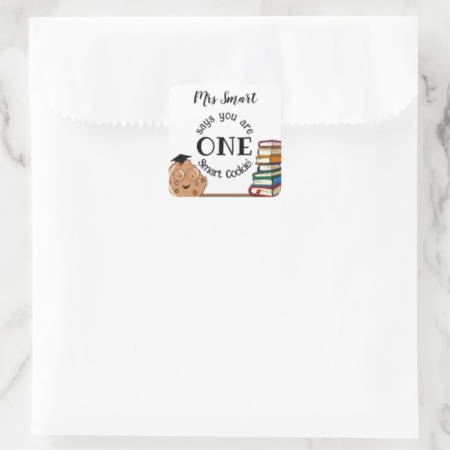 Sticker Carré Classe de cookie intelligent ENSEIGNANT fin d'anné (Sac)