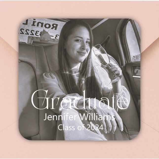 Sticker Carré classe de diplômés de typographie moderne de 2024  (Créateur téléchargé)