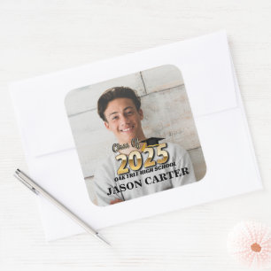 Sticker Carré Classe de diplômés supérieurs de 2025 Graduation P