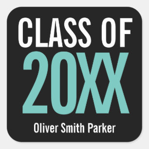 Sticker Carré Classe de Teal Gras Personnalisé Diplôme