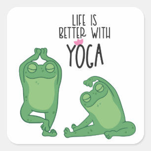 Sticker Carré Classe de yoga de grenouille
