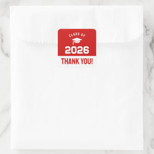 Sticker Carré Classe minimale rouge de 2026 Merci