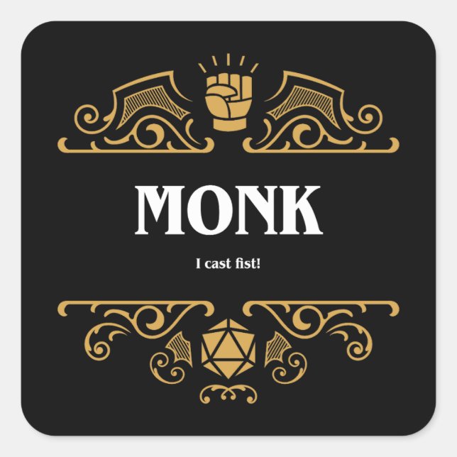 Sticker Carré Classe Monk Jeu RPG Tabletop (Devant)