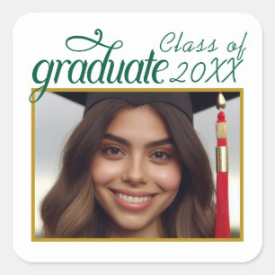 Sticker Carré Classe Photo Graduelle personnalisée Année Script 
