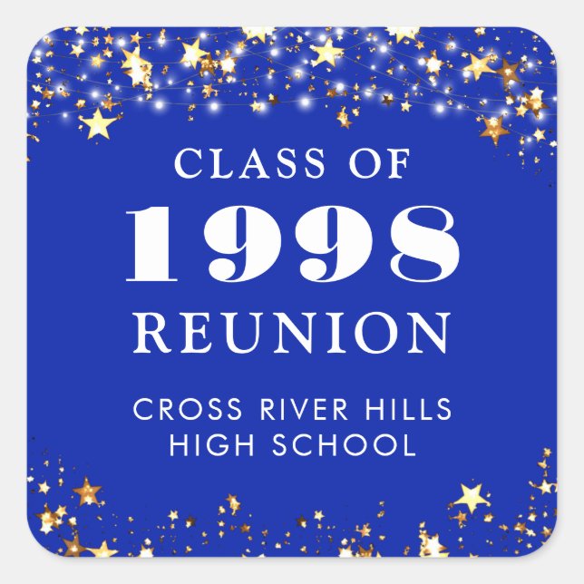 Sticker Carré Classe Reunion Royal Blue Gold Stars Personnalisé (Devant)
