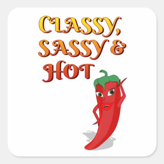 Sticker Carré Classé Sassy Et Hot Pepper Diva (Devant)