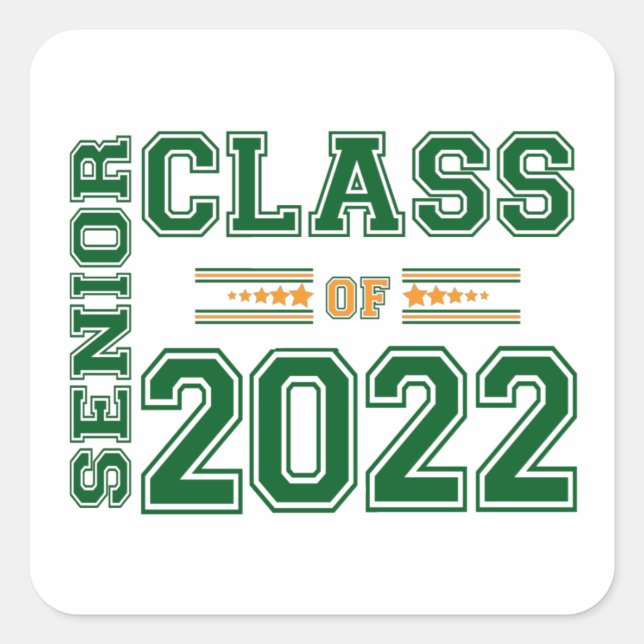 Sticker Carré Classe supérieure de 2022 Vert et orange (Devant)
