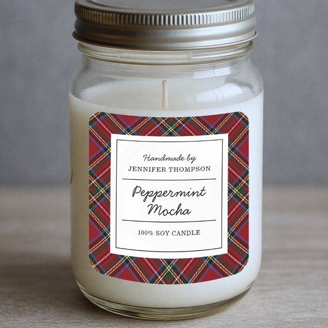 Sticker Carré Classic Red Tartan Holiday (Créateur téléchargé)