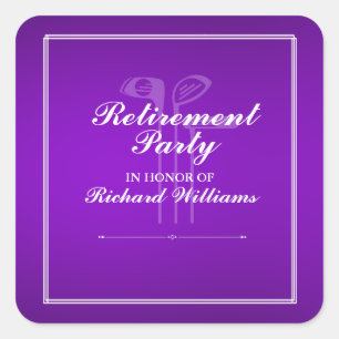 Sticker Carré Classic Retraite Golf Club Thème Purple Blanc