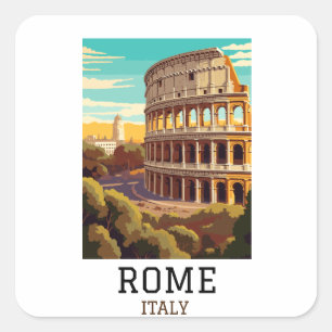 Sticker Carré Classic Rome Italie Colisée Historique