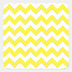 Sticker Carré Classic Yellow and White Chevron