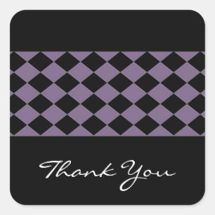 Sticker Carré Classieux motif diamant noir et violet Merci