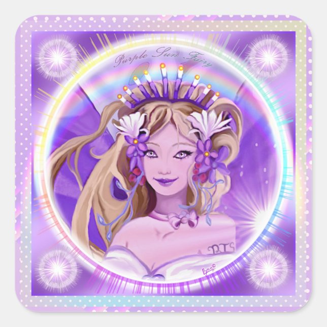 Sticker Carré classique de purple Sun Fairy (Devant)