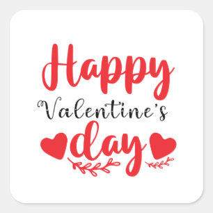 Sticker Carré Classique Heureuse Sainte-Valentin