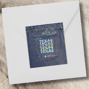 Sticker Carré classique Texas Dog in Jean Pocket