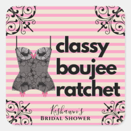 Sticker Carré Classy Boujee Ratchet | Lingerie rose et noire