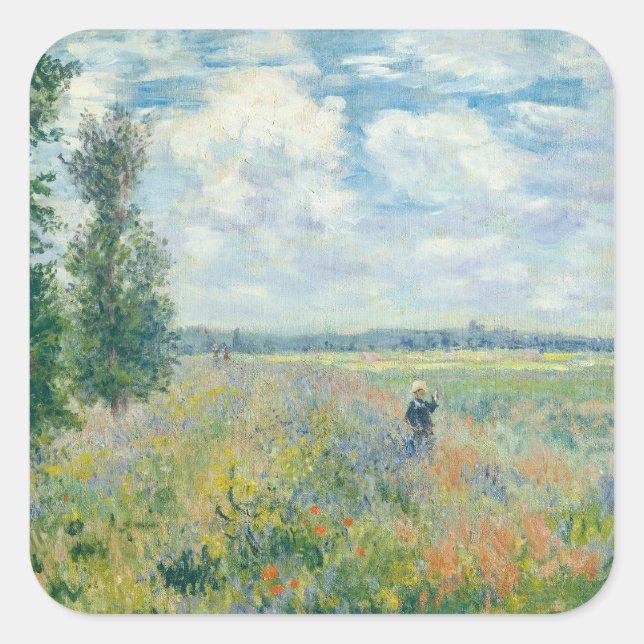 Sticker Carré Claude Monet - Champs de pavot près d'Argenteuil ( (Devant)