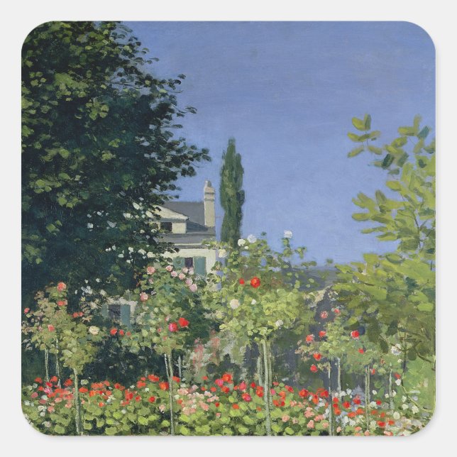 Sticker Carré Claude Monet | Jardin fleuri à Sainte-Adresse (Devant)