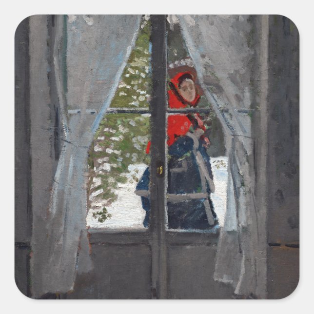 Sticker Carré Claude Monet Le Kerchief rouge (Devant)