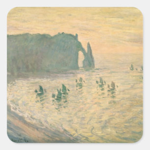 Sticker Carré Claude Monet les falaises chez Etretat, 1886