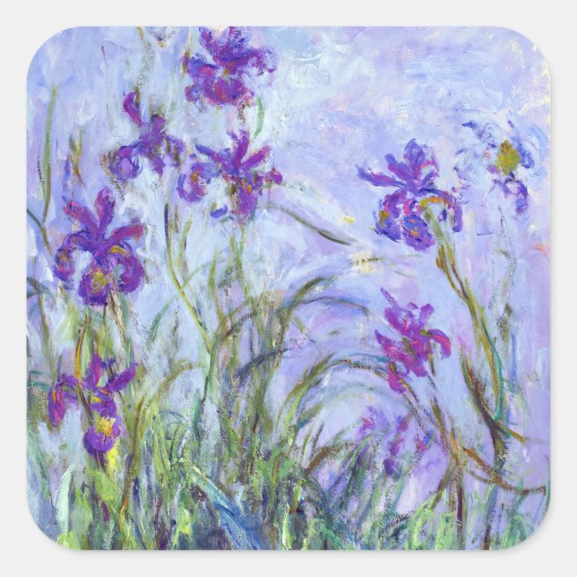 Sticker Carré Claude Monet - Lilac Irises / Iris Mauves (Devant)
