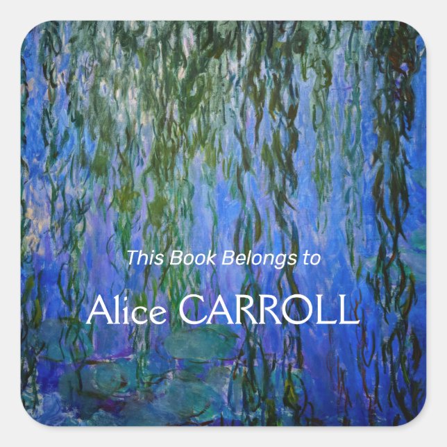 Sticker Carré Claude Monet - Lys d'eau avec saule plumant (Devant)