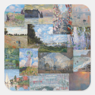 Sticker Carré Claude Monet - Patchwork de chefs-d'oeuvre