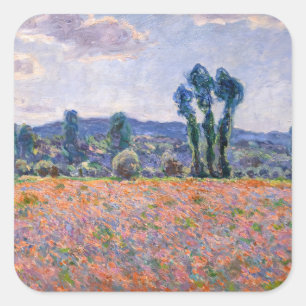 Sticker Carré Claude Monet - Poppy Field 1890 (Giverny)