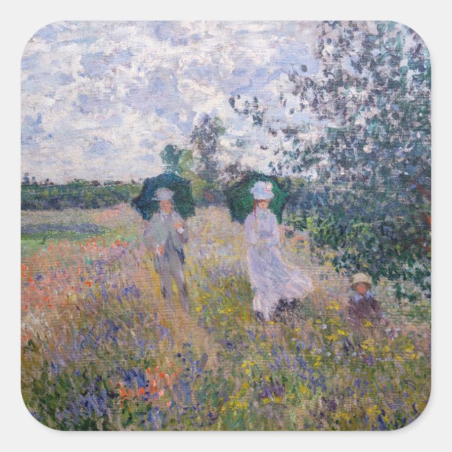 Sticker Carré Claude Monet - Promenade près d'Argenteuil (Devant)