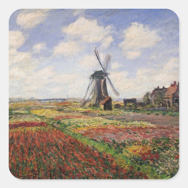Sticker Carré Claude Monet | Tulip Fields Rijnsburg Windmill (Devant)