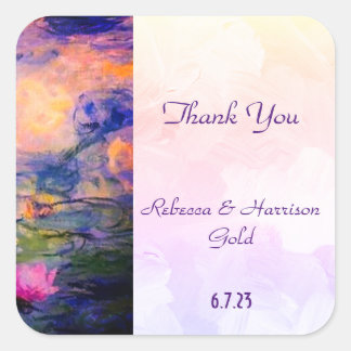 Sticker Carré Claude Monet Water lilies Wedding Thank You
