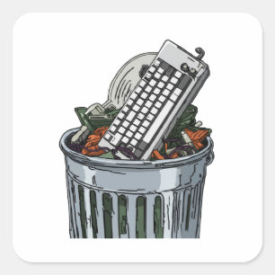 Sticker Carré Clavier sur poubelle