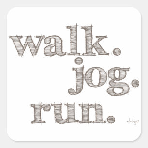 Sticker Carré CLAY WALK JOG RUN (police SHADED)