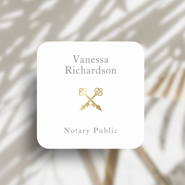 Sticker Carré Clé Gris Chic Minimal Or Croisé Squelette Clé Nota (Créateur téléchargé)