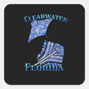 Sticker Carré Clearwater Florida Tribal Vacances Stingray