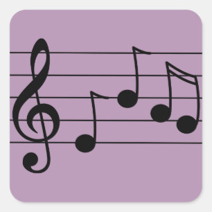 Sticker Carré Clef triple et personnel de notation musicale