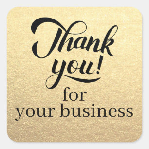 Sticker Carré Client Merci pour votre entreprise Simple Gold