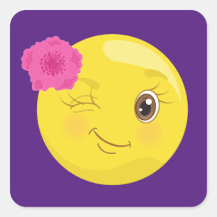 Sticker Carré Clin d'oeil floral Emoji Girly
