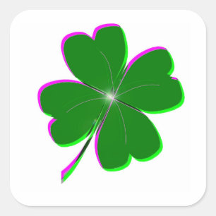Sticker Carré Clocher quatre feuilles brillant