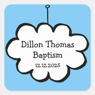 Sticker Carré Cloud sur une chaîne Baptême Christening Favoriser
