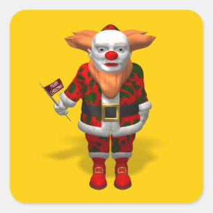 Sticker Carré Clown du Père Noël