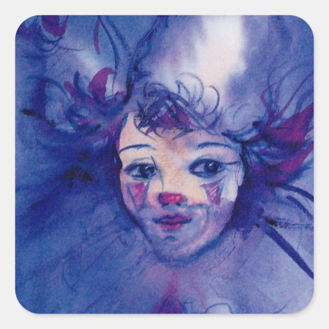 Sticker Carré CLOWN IN PURPLE / Visages du Carnaval vénitien (Devant)