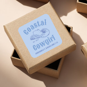 Sticker Carré Club de plage Coastal Cowgirl pour enterrement de 