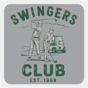 Sticker Carré Club de Swingueurs Drôle de Golf Golfeur Sarcastiq