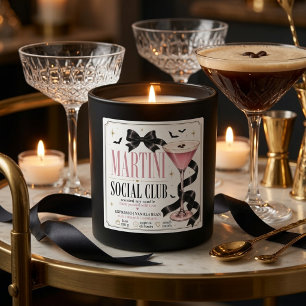Sticker Carré Club Social Luxueux Martini Coquette Halloween 