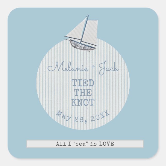 Sticker Carré Coastal Bridal Shower Boat Stripe  (Devant)